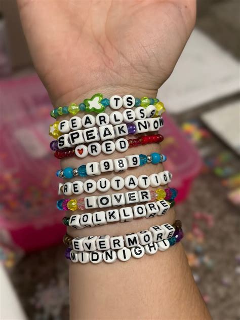 10 DIY Bracelets inspired by TAYLOR SWIFT eras! 🎤 🪩 . You can find all of the beads that I used here! Hey guys, it's Megan! In this video I'll be showing you how to make 10 friendship bracelets inspired by Taylor Swift albums! I saw this trend on TikTok where people were making friendship bracelets for the eras tour …